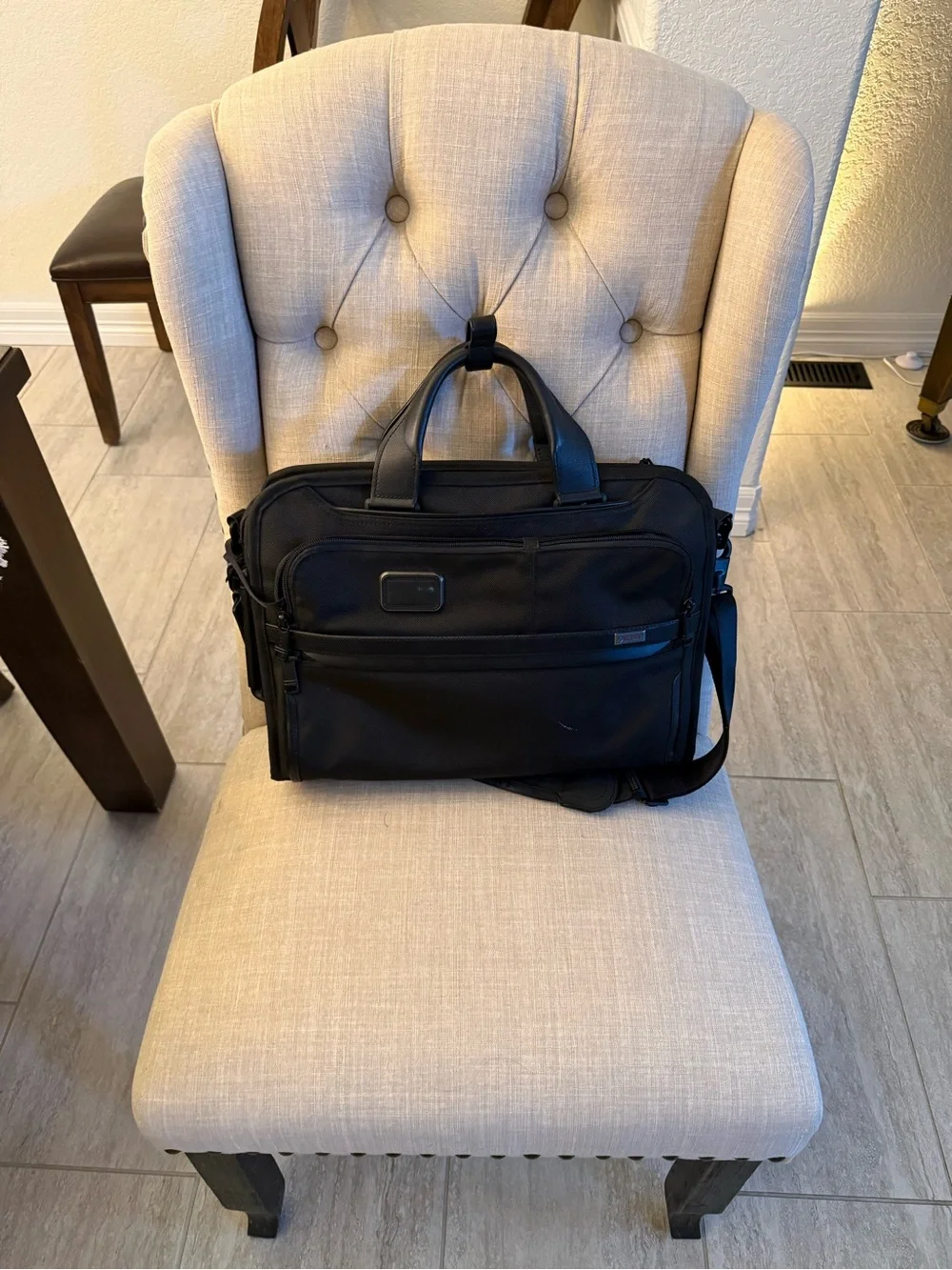Tumi Black Alpha Briefcase with Shoulder Strap